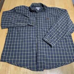 Carhartt Mens Shirt Button Down Multicolor Plaid Longsleeve Cotton‎ XL